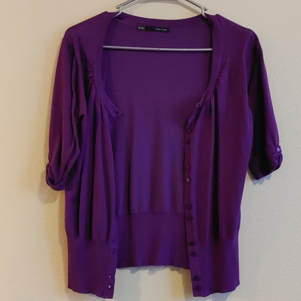 Maurices Purple crop Cardigan